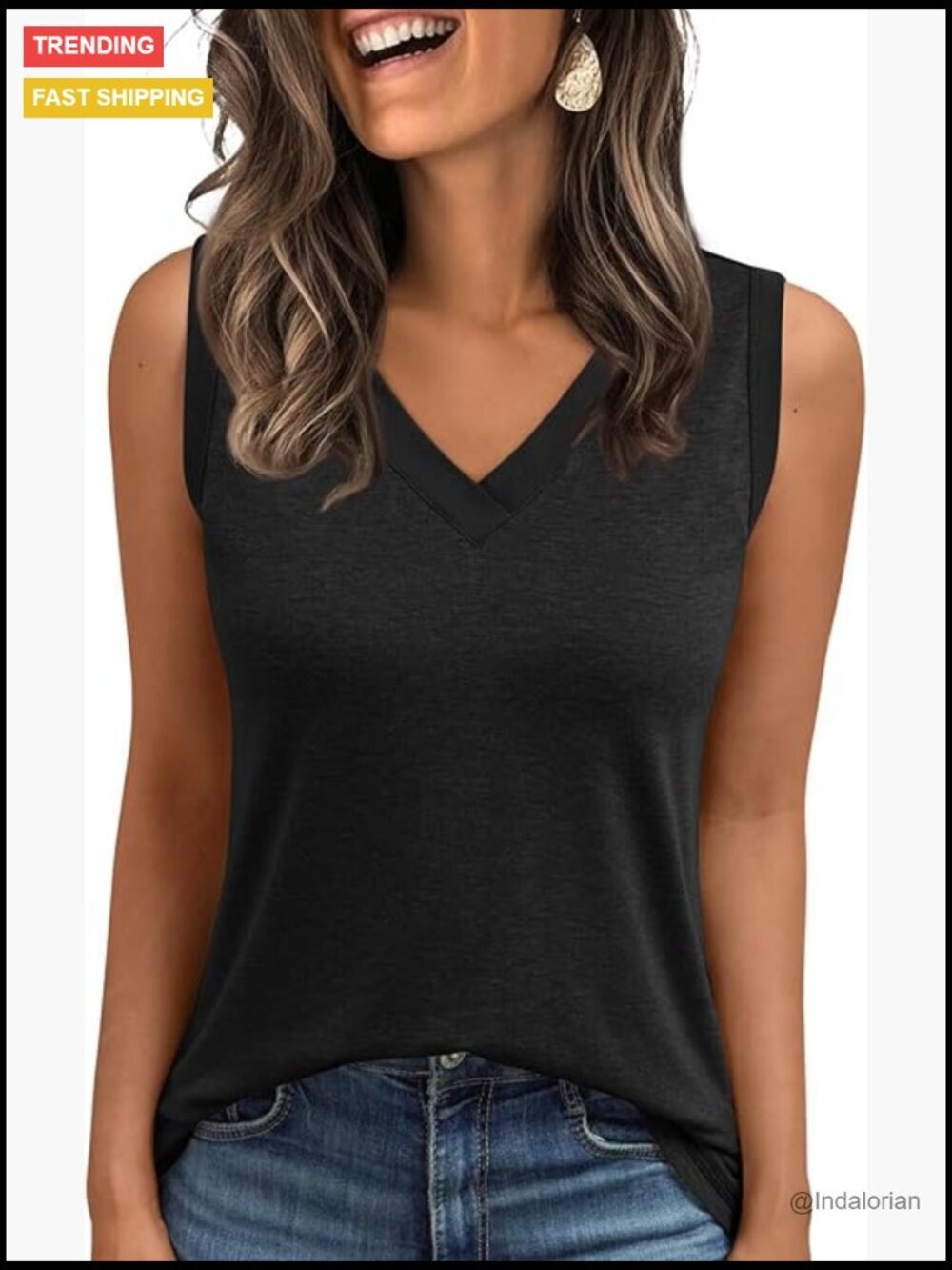 V Neck Tank Top Summer Casual Stretch Soft Sleeveless Basic